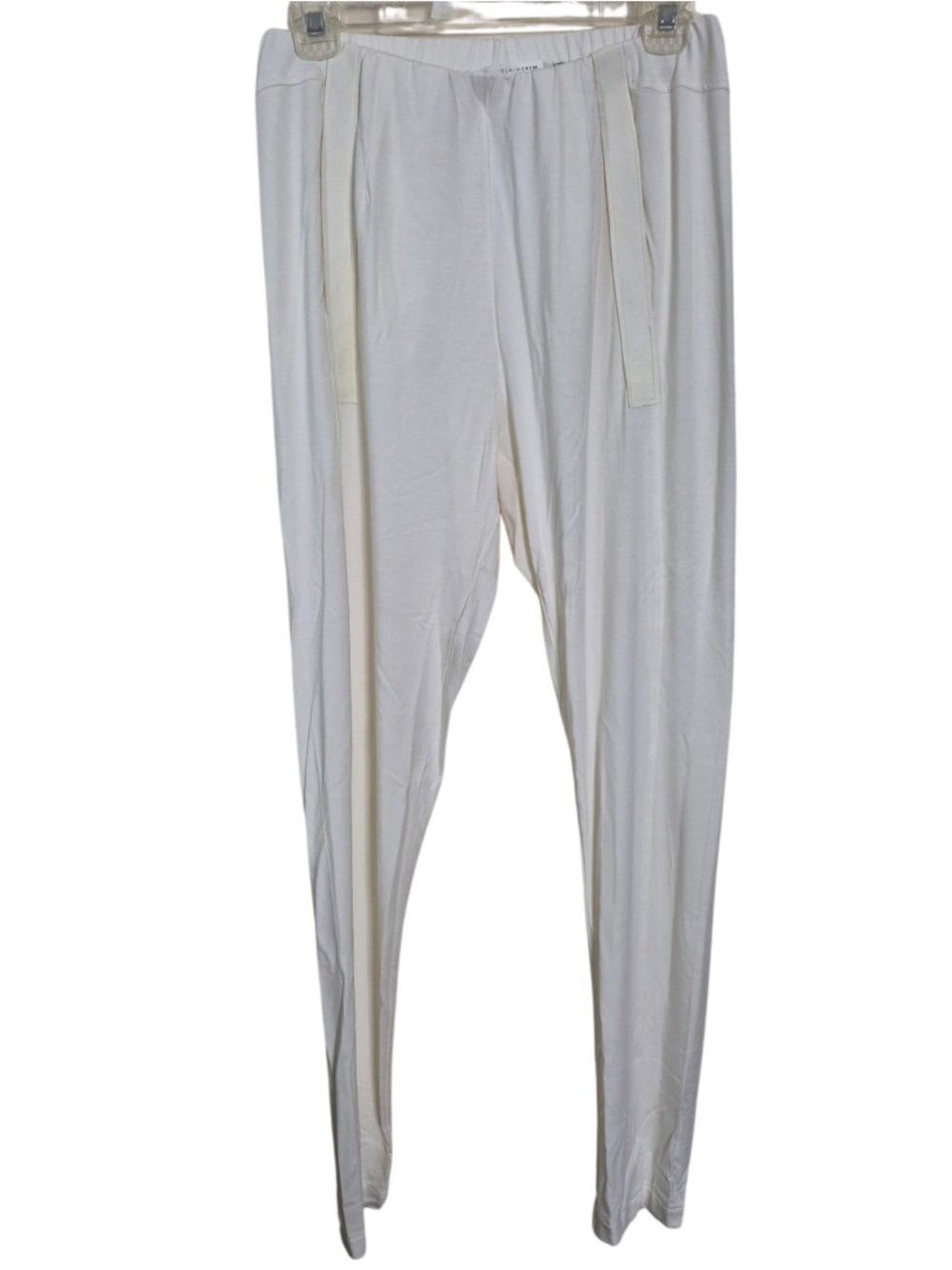 ELAINE KIM Tech Stretch Leather Stripe Pants in White